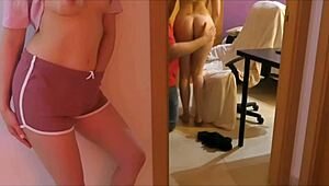 Spying on My Boyfriend Fucking Hard and Eating Out My Little Sister’s Amateur Pussy!