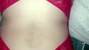 red lingerie filled with cum from group swingers