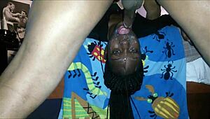 black gal gets mouth fucked in homemade sex