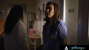 Girlsway: Doctor Vicki Chase Keeps Nurse Sinn Sage's Mouth Busy