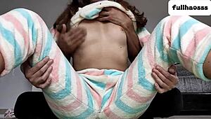 Stepdad couldn't stop touching her pussy and small tits during homemade session