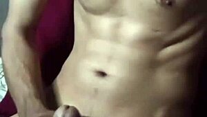 collage guy jerks off at home with a massive cumshot explosion