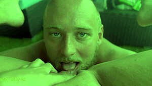 Watch this blue-eyed guy eat pussy to orgasm?