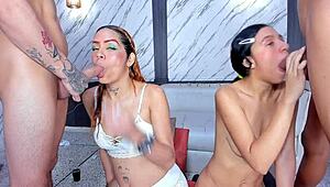 Two Beautiful Hotties Dominate With Sloppy Face Fucking