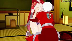 Rias Gremory in kimono at the festival. Why is there sex in this hentai madness?