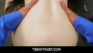 two thief girls in teenythief get caught and have to do whatever the officer asks, including sex with scarlet skies and evie rees