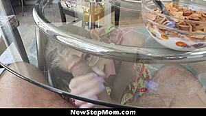 hot stepmom kyaa chimera catches stepson with a stiff boner under blankets and joins in