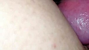 the tip enters her ass for anal fucking