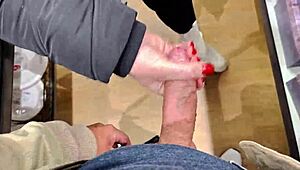 Handjob with Spit in Store Feels So Risky