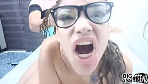 Stepsister Turns 18, Begs for First Anal Porn Video with Creamy Pussy