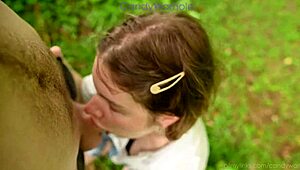 Village Girl Gets Wild in Hydrangea Gardens with Friend