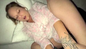 Amateur couple’s passionate missionary sex at night