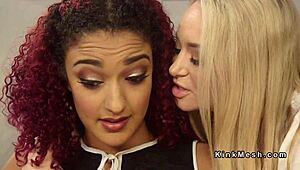 Ebony takes anal strap-on in wild threesome lezdom, damn girl