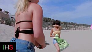 Brunette and blonde girls banged hard at seaside by hot guy! 🔥