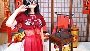 Asian femboy delivers POV blowjob and doggystyle anal in bondage