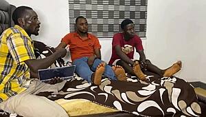Young African student gets classmate cock in group orgy