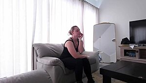 Lesbian stepsister uses stepbrother's cock to test her bisexuality.