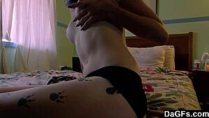 i watch dagfs sexy brunette slut suckin a dick with condom in bedroom