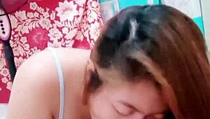 Chubby blonde amateur gives blowjob until cum in mouth.