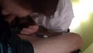 The sexy brunette ex gives deepthroat blowjob and swallows big cock