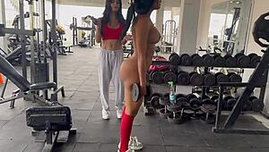 My transgender trainer May Hernandez gets horny during naked squats and gropes me!