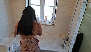 curious why this latina wife needed a handyman for her hot tub?