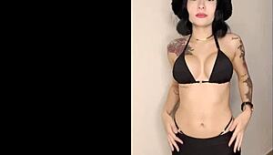 Chyna, the tattooed pale tiny slut, shows off her new boobs. She takes a huge white cock in this latina casting interview.