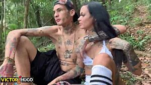 Young Tattooed Girl Hooks Up With Stranger In Woods