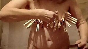 2024-10-22: Female Slave In Self-Bondage With Clamps And Belt