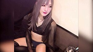 long-haired crossdresser does anal masturbation live on camera