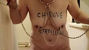 Esclave F in raw 2024 self-session with piss and harsh humiliation play.