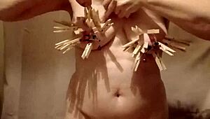 2024-10-22: Female Slave In Self-Bondage With Clamps And Belt