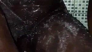 quick solo masturbation before shower