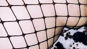 Erotic Wife in Fishnet Bodysuit Spreads Legs for Beautiful Anal POV
