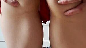 Tiny blonde amateur striptease in tight jeans in homemade video