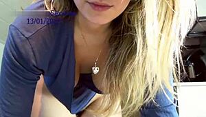 blonde teen rides wild on her favorite dildo toy.