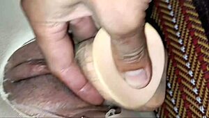 using fake dick on student pussy through pantyhose