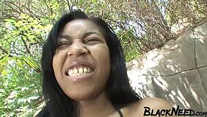 Ebony Amateur Receives A Big Load On Her Ass