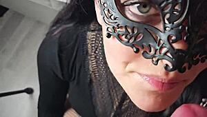 Amateur milf swallows huge cum load from monster cock facial