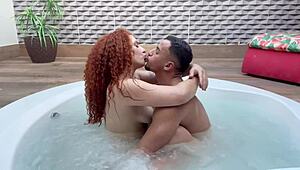 Hey, I'm smashing this redhead's tight pussy in the hot tub - Katana Kai