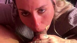 Blonde Amateur Deepthroats Cock for Cumshot