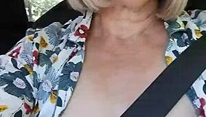 i love flashing my tits in the car for a naughty selfie moment