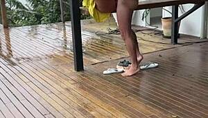 Hey, wanna see my slutty young wife fucked on the porch?