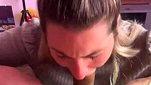 Blonde Amateur Deepthroats Cock for Cumshot