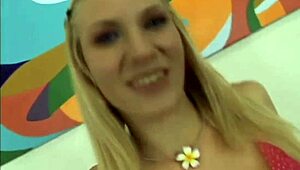 A rebellious young woman gives a blowjob to the famous porn actress Skylar Banx