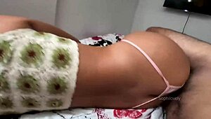 Hey, stepsister slips into bed with pink panties and slides my cock into her tight pussy 😏