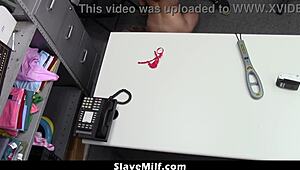 Officer forces milf shoplifter to strip for search, no escape! - slavemilf