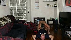 Bodybuilder cop apprehends and pleasures woman for curfew violation