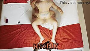 Tattooed Amateur with Big Ass Rides Cock in Cowgirl Position Completely