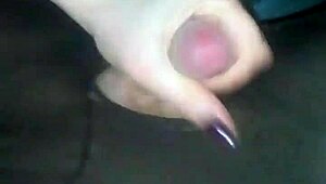 amateur cums in pantyhose lingerie during fast handjob